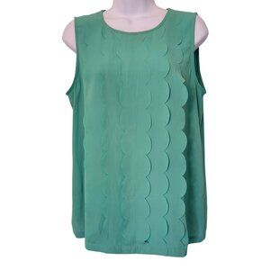 Banana Republic Green Sleeveless Scalloped Tank Top M Lightweight Shell